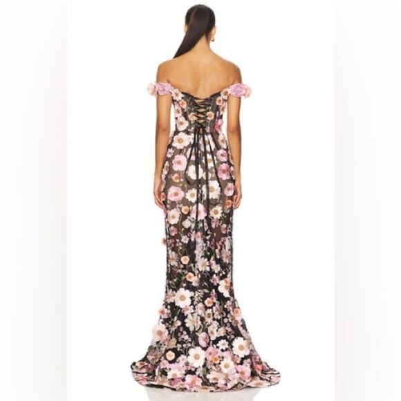 NWOT Bronx and Banco Jasmine Black Multi Off Shoulder Gown - Picture 12 of 16